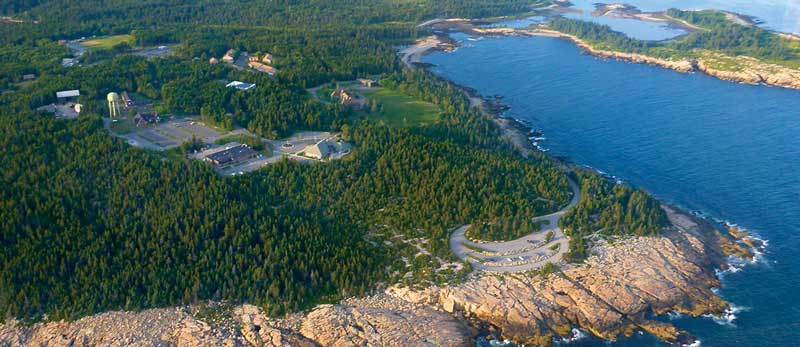 The Schoodic Institute campus is the site of a former U.S. Navy Base at Schoodic Point.