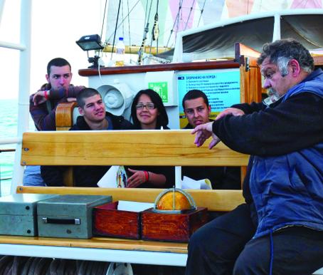 Maritime high school students with their teacher Mitko Metodiev.