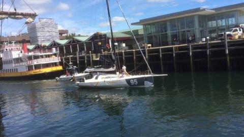 Class 40 yacht on its way to race final leg in 2016 Atlantic Cup