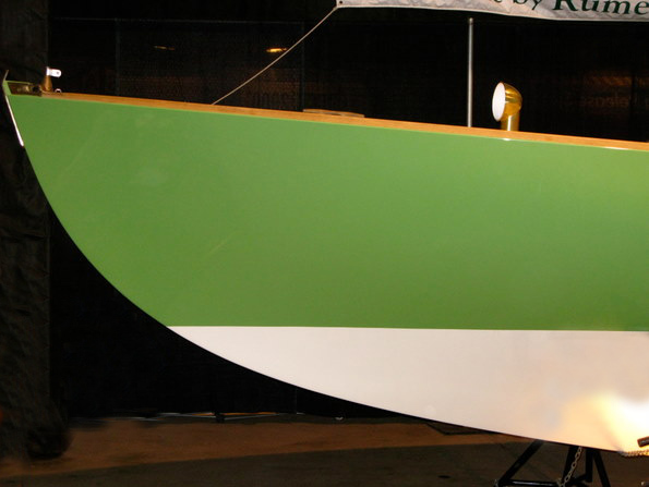 Green boat bow